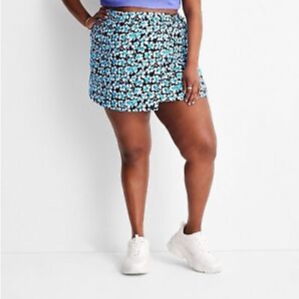 Future Collective Blue Ditsy Floral Cargo Wrap Mini Skirt Size 14